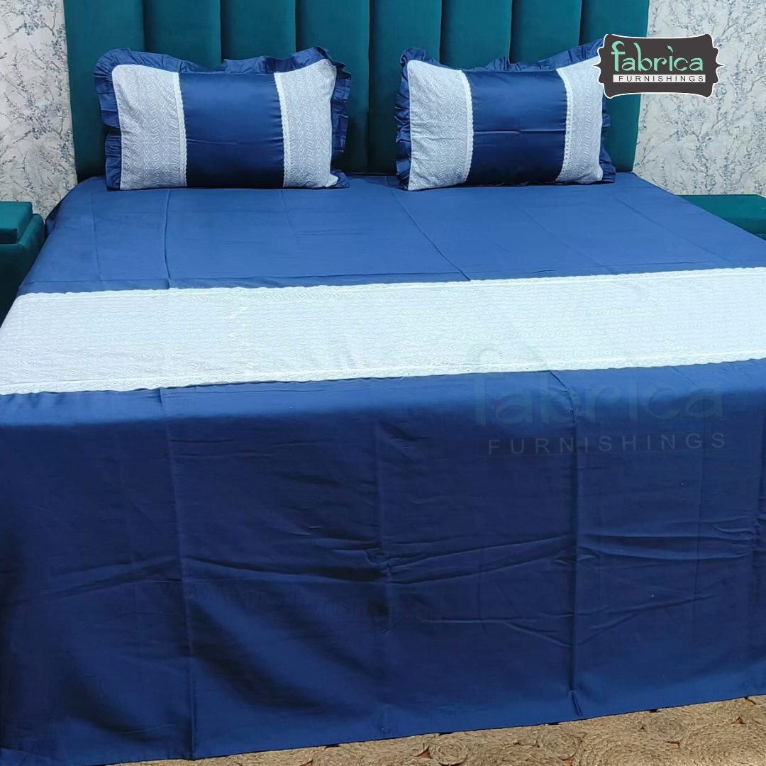 Nazakat Chikankari pure cotton King Size Lacework Bedsheet Set