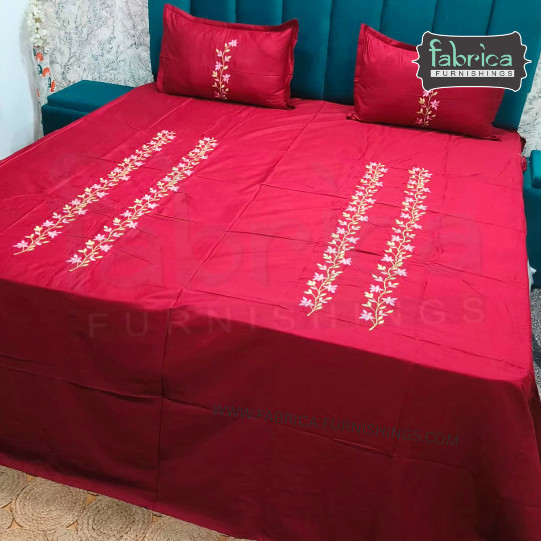 Shahi karigari Pure Cotton Designer Kingsize Embroidered Bedsheet