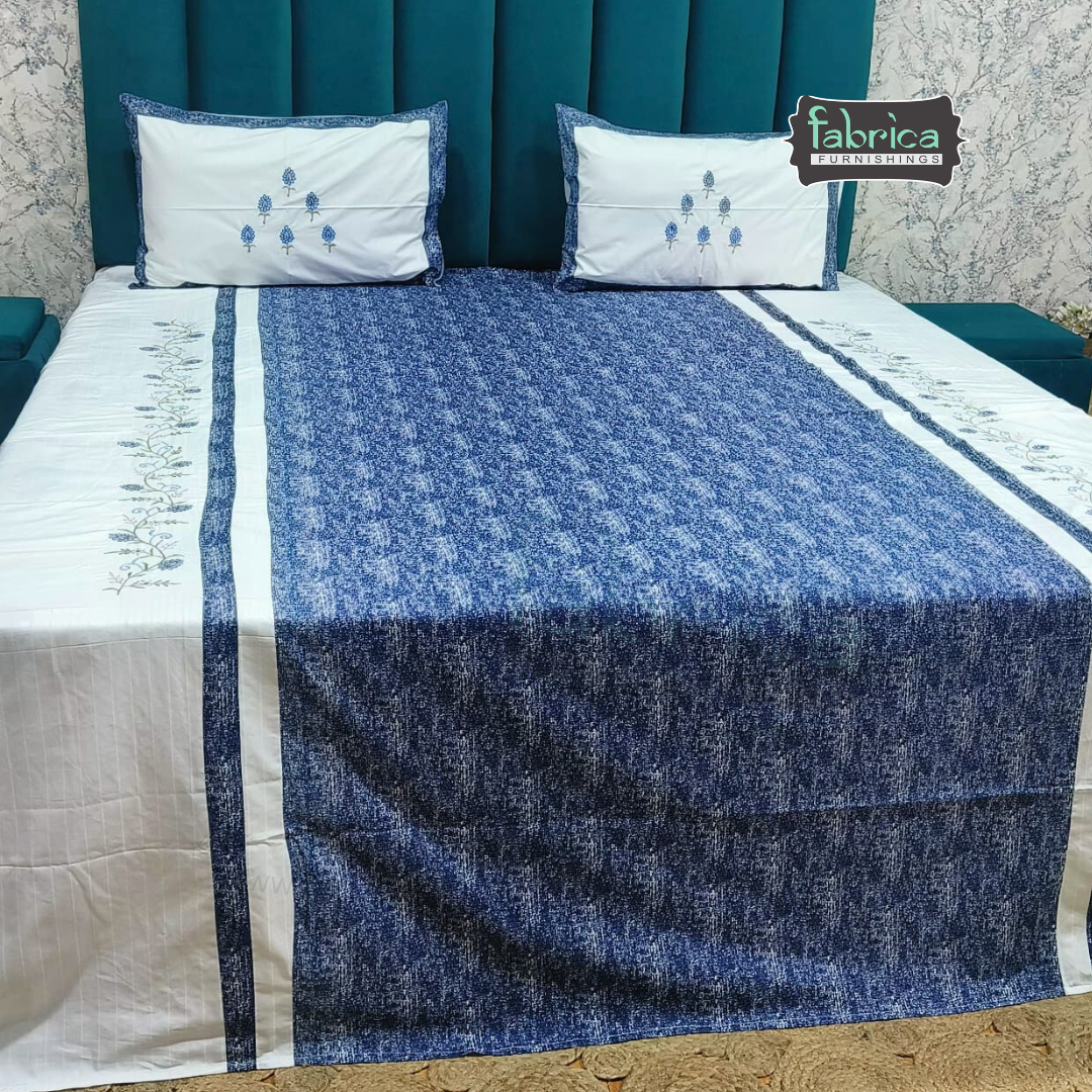 Fabby Home Designer Embroidered King Size Bedsheet Set