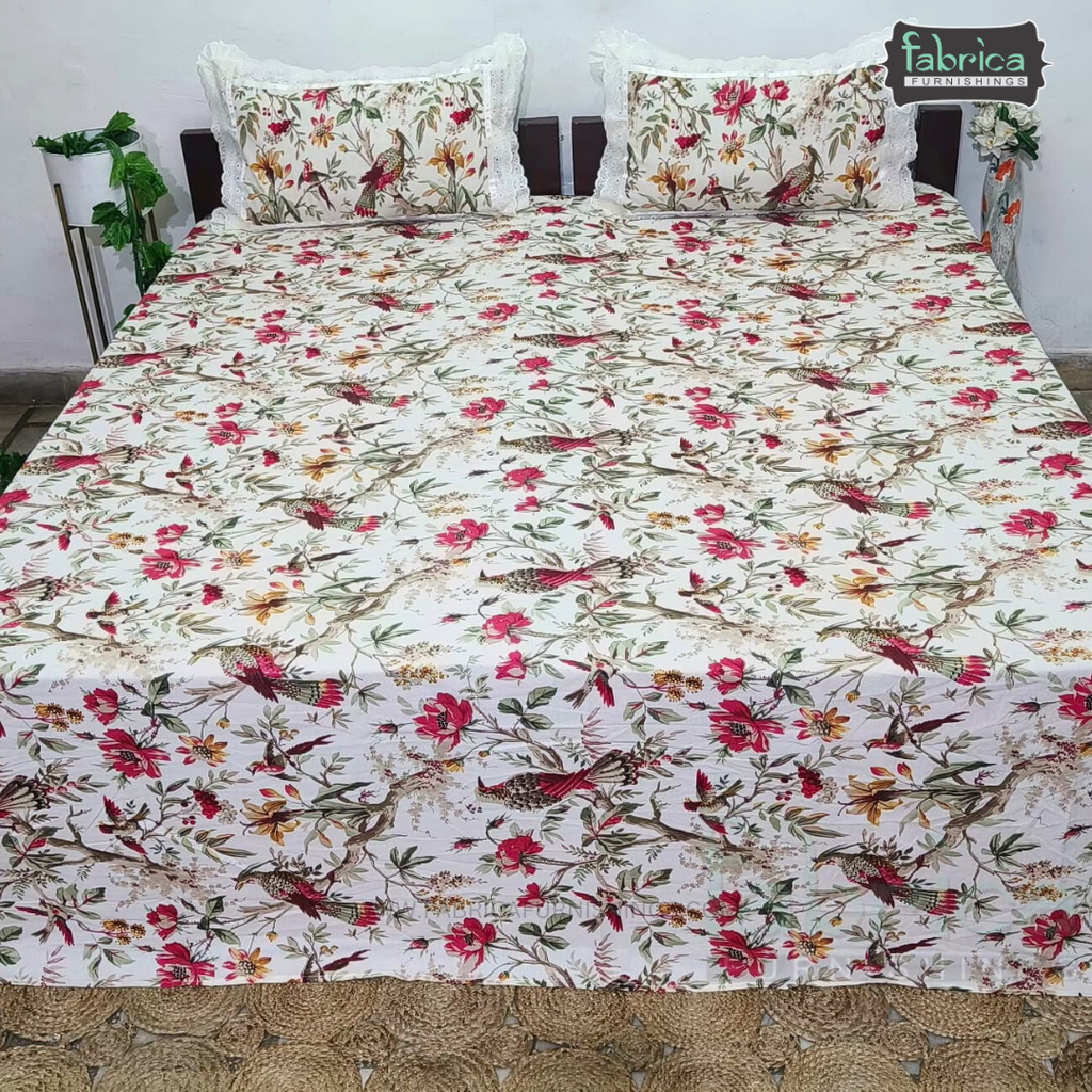 Traditional Anokhi Prints Pure Cotton King Size Lacework  Bedsheet