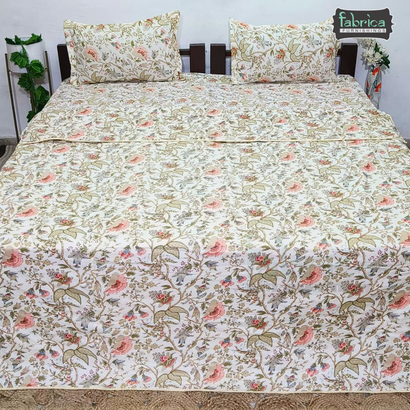 Traditional Anokhi Printed King Size 4 Piece Pure Cotton Bedsheet