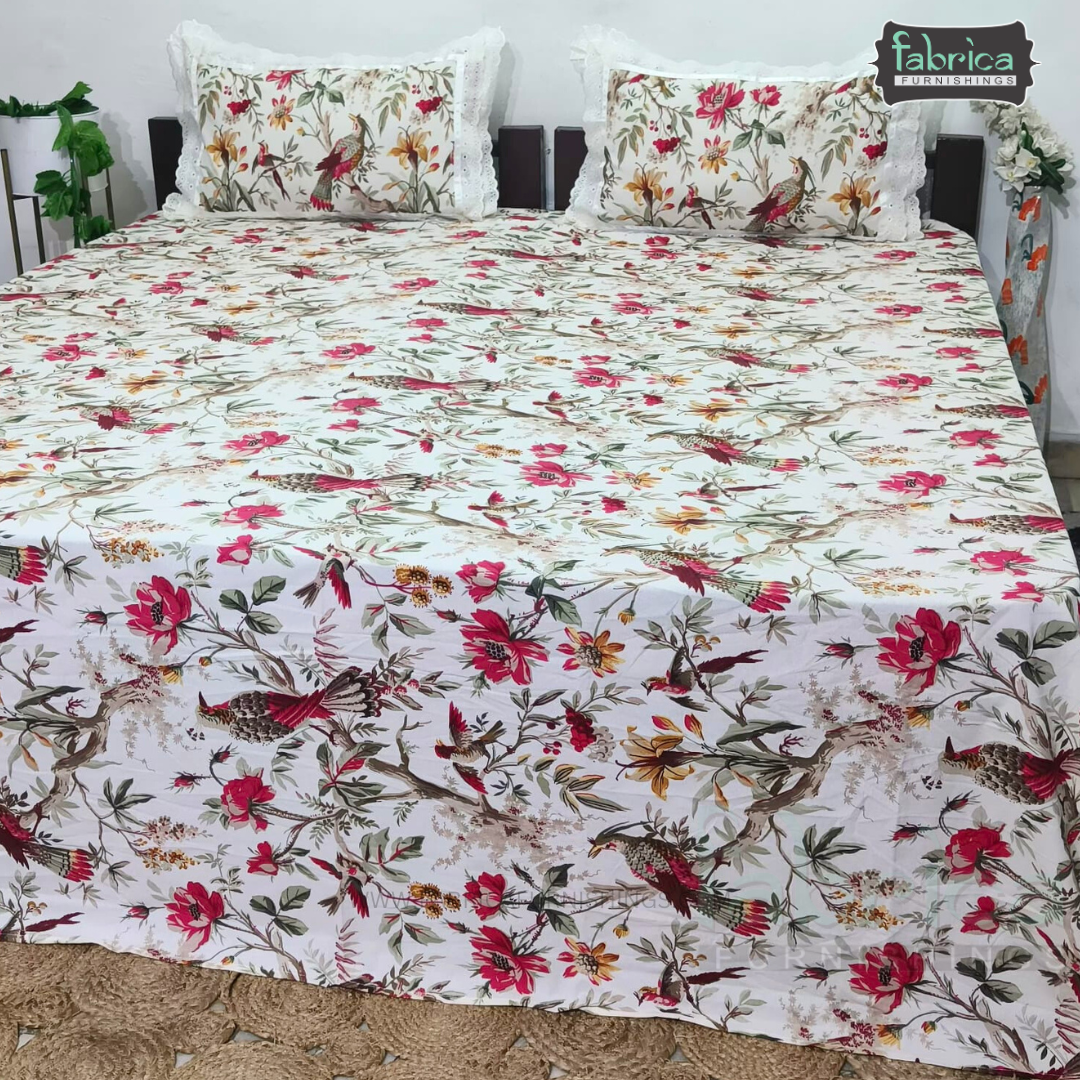 Traditional Anokhi Prints Pure Cotton King Size Lacework  Bedsheet