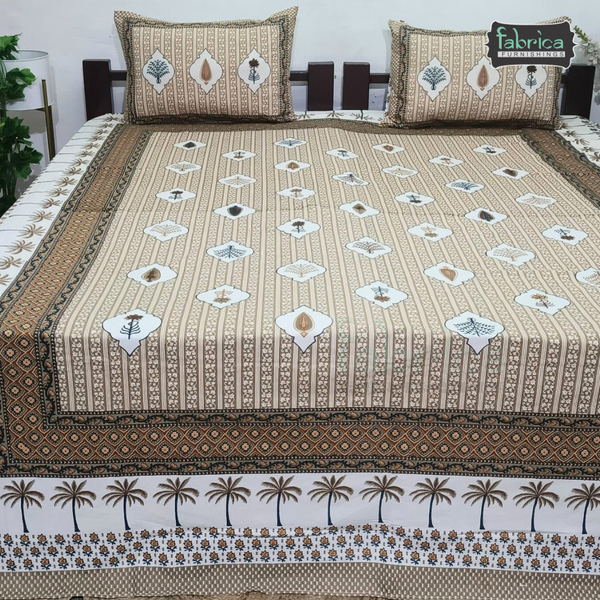 Royal Rajasthani Handblock Print Pure Cotton Double Bed Bed Sheets (90*108 Inch)