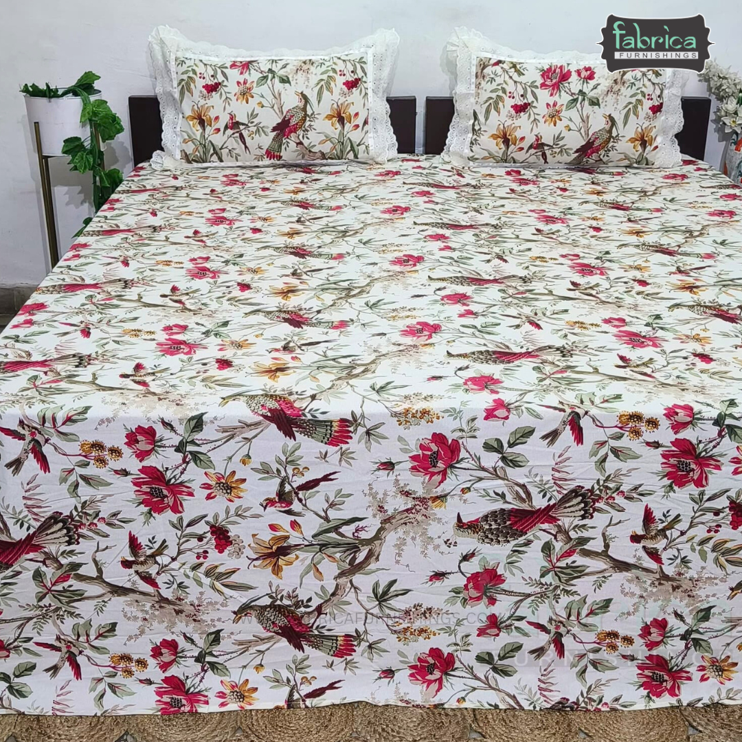 Traditional Anokhi Prints Pure Cotton King Size Lacework  Bedsheet