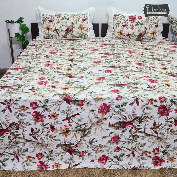 Traditional Anokhi Prints Pure Cotton King Size Lacework  Bedsheet