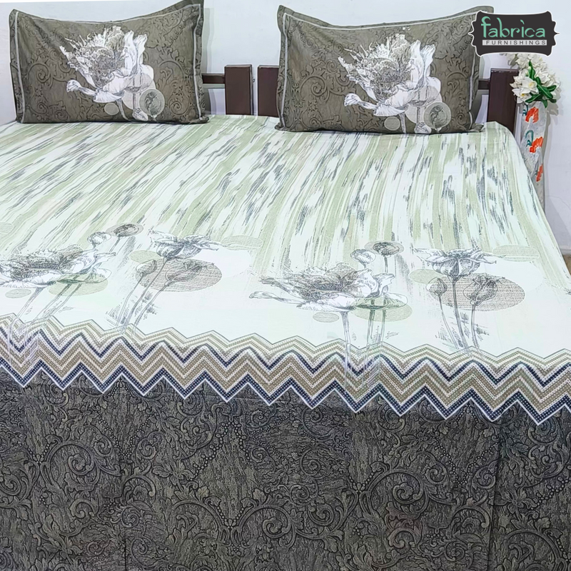 Sengol Super King Size Pure Cotton Printed Bedsheet Set