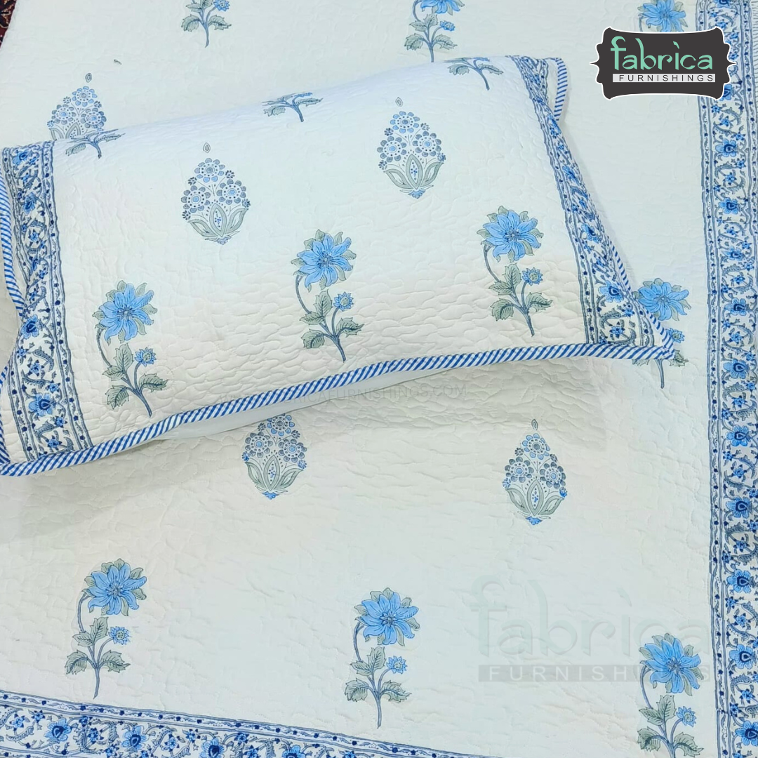 Sanganeri dreams Mul Cotton Handblock Printed king Size Quilted Bedcovers