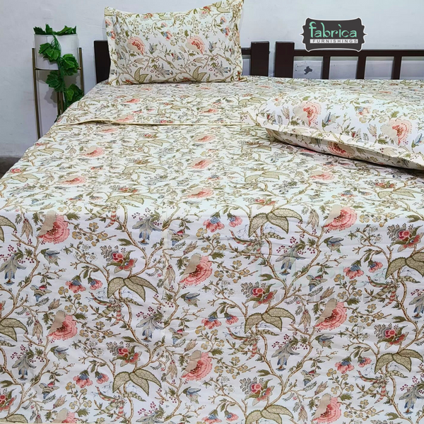 Traditional Anokhi Printed King Size 4 Piece Pure Cotton Bedsheet