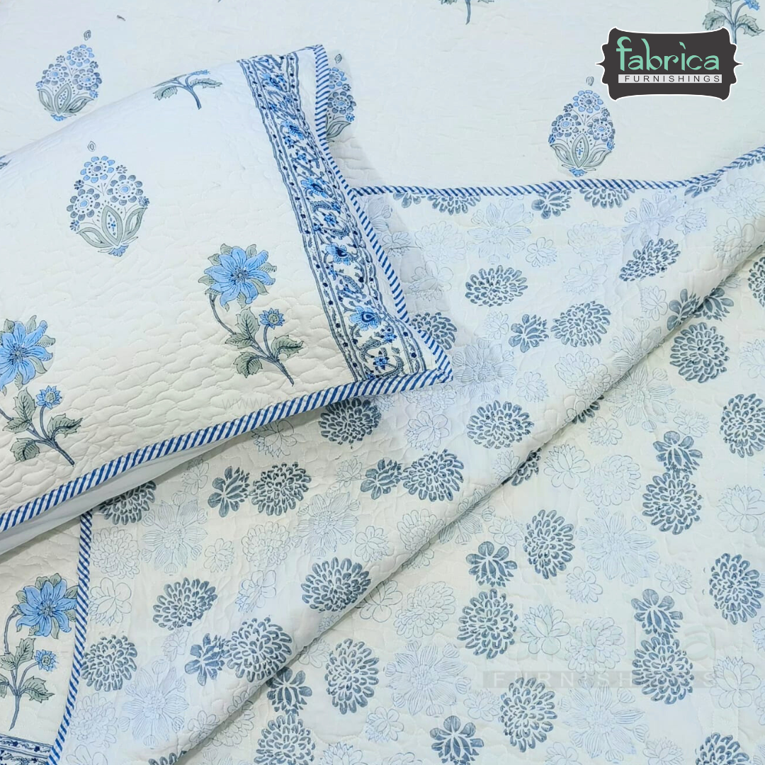 Sanganeri dreams Mul Cotton Handblock Printed king Size Quilted Bedcovers