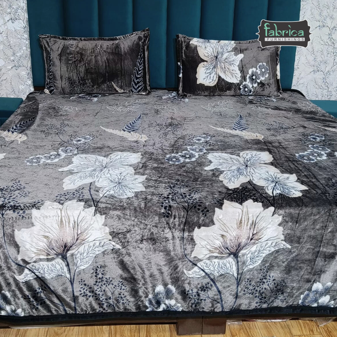 Stella  Printed Premium  King Size Winter Bedsheet Set