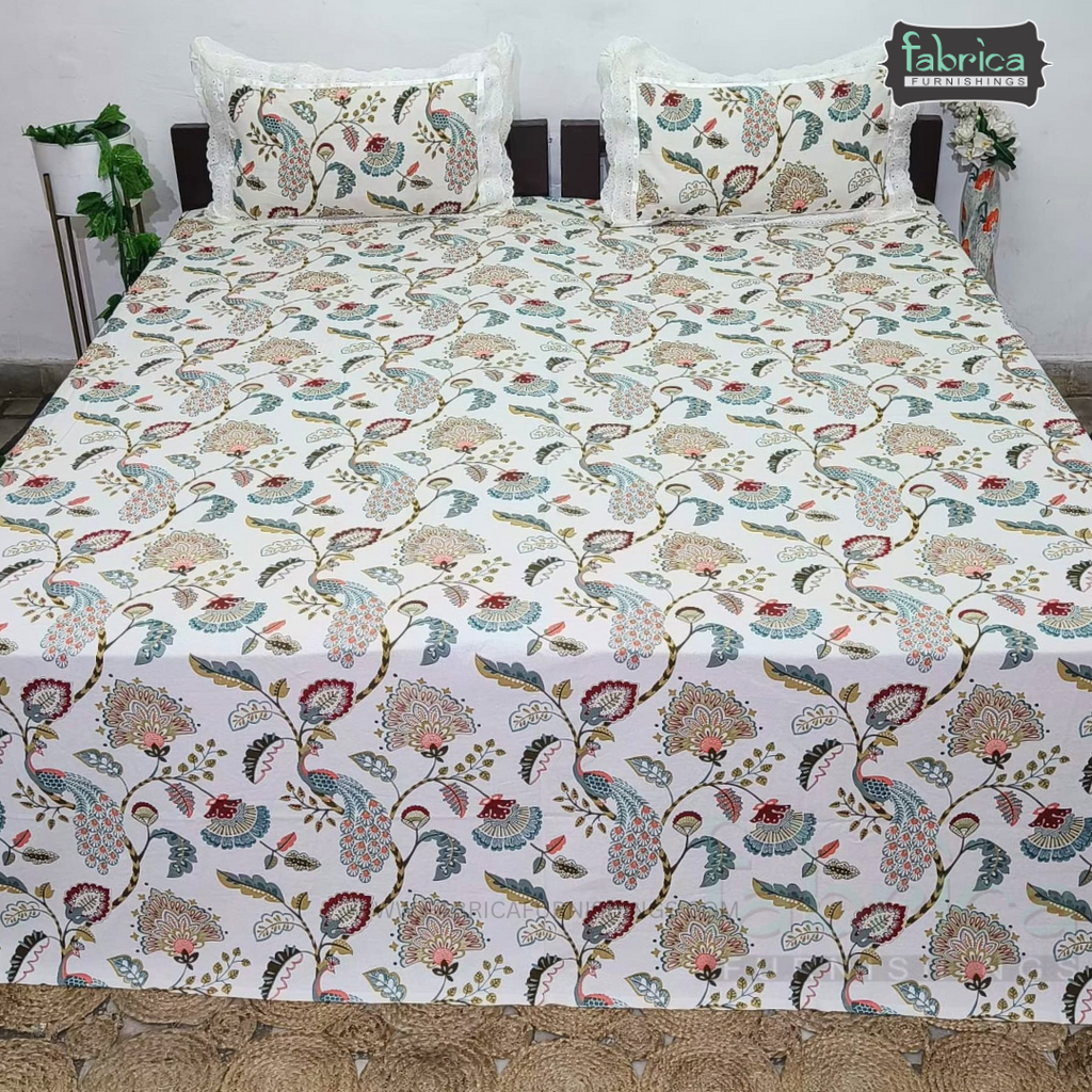Traditional Anokhi Prints Pure Cotton King Size Lacework  Bedsheet