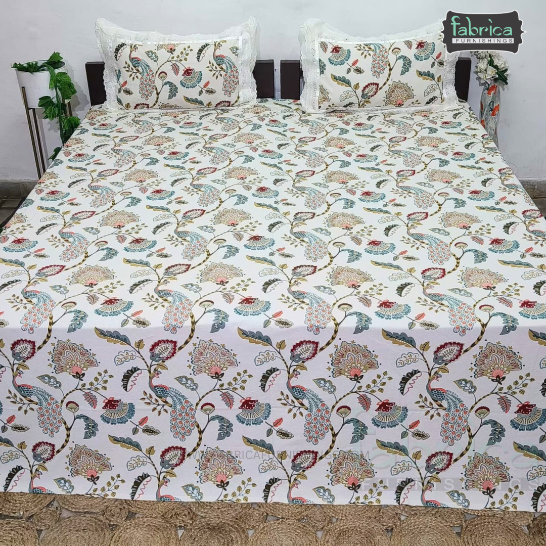 Traditional Anokhi Prints Pure Cotton King Size Lacework  Bedsheet