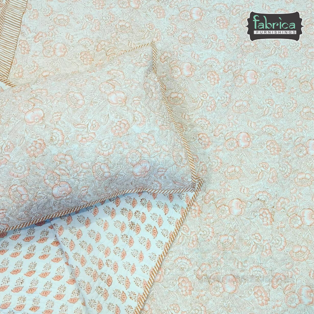 Sanganeri dreams Mul Cotton Handblock Printed king Size Quilted Bedcovers