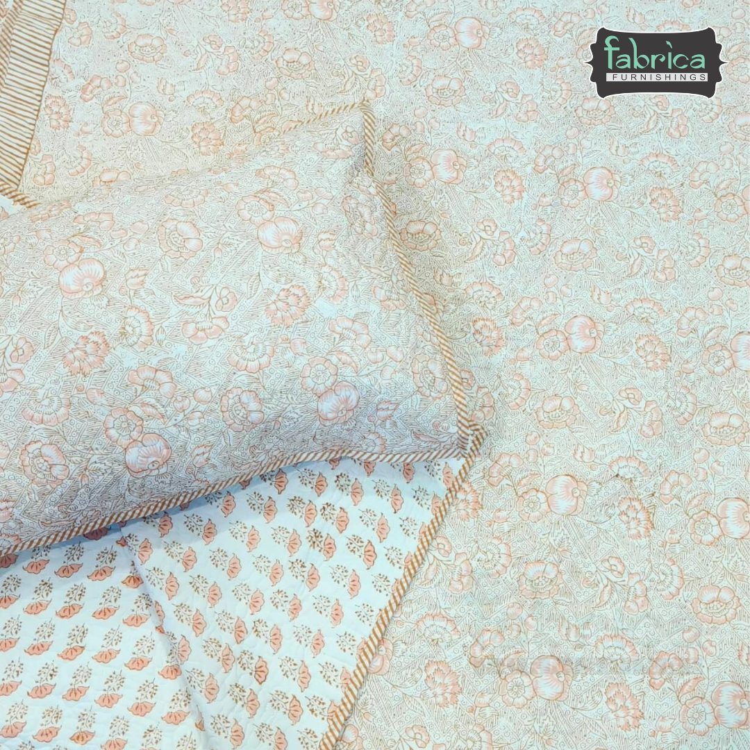 Sanganeri dreams Mul Cotton Handblock Printed king Size Quilted Bedcovers