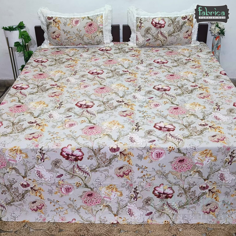 Traditional Anokhi Prints Pure Cotton King Size Lacework  Bedsheet
