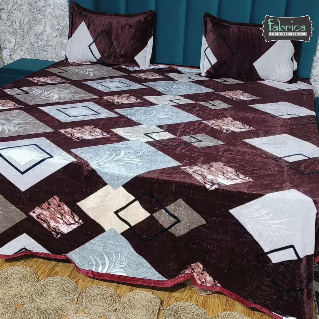 Stella  Printed Premium  King Size Winter Bedsheet Set