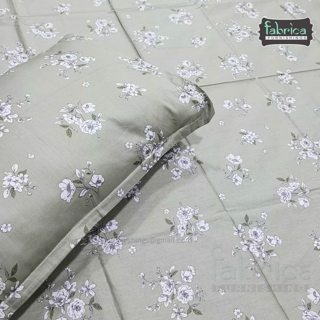 Calm Petals  Printed Pure Cotton Single Bed Sheet
