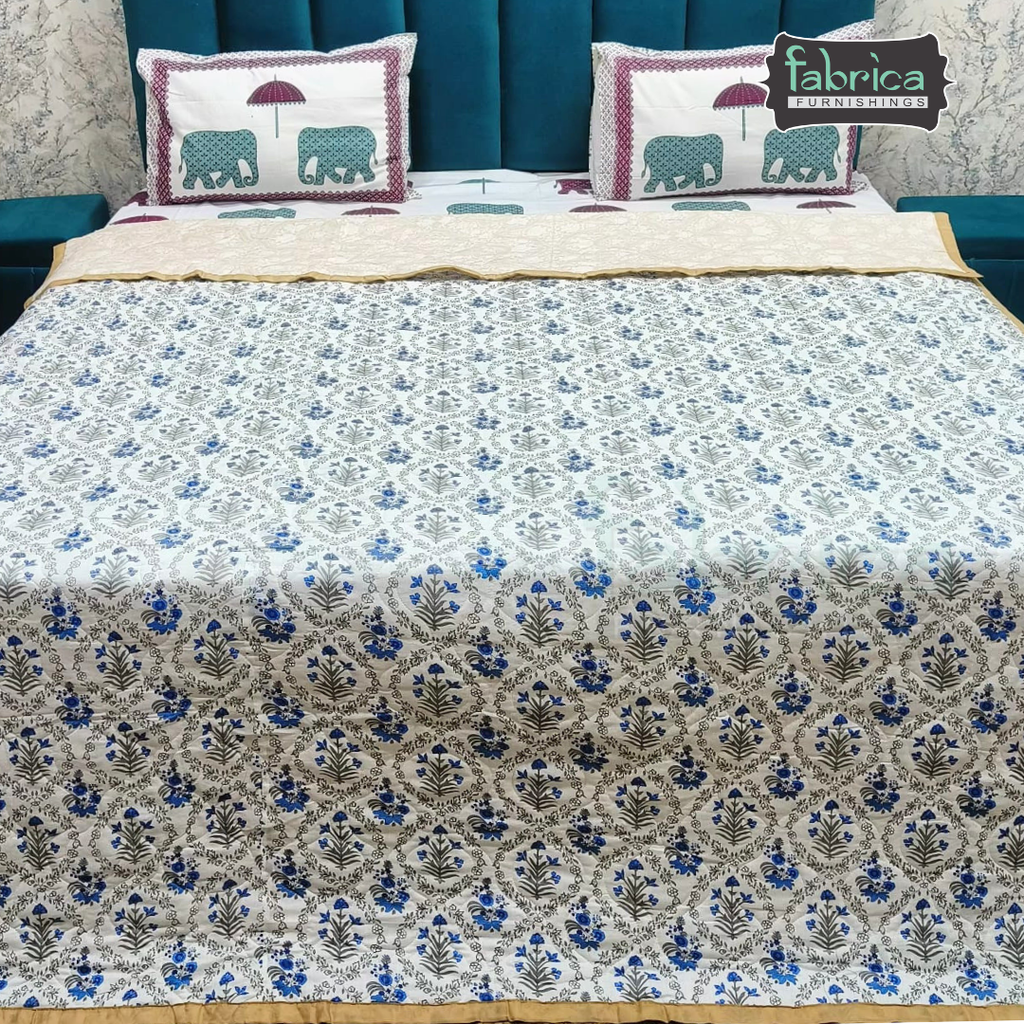 MoonMist Printed Double Bed Quilted Reversible Comforter