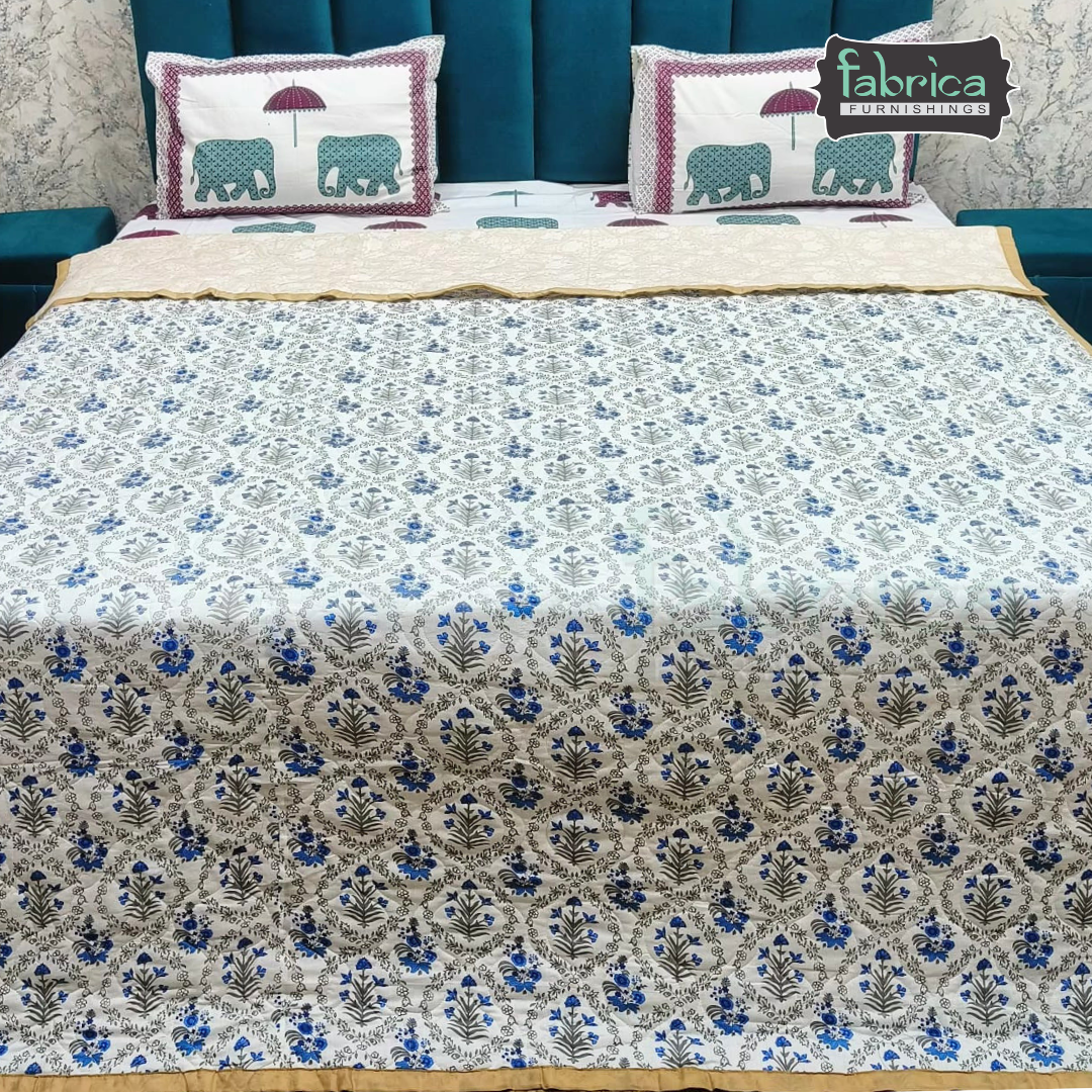 MoonMist Printed Double Bed Quilted Reversible Comforter