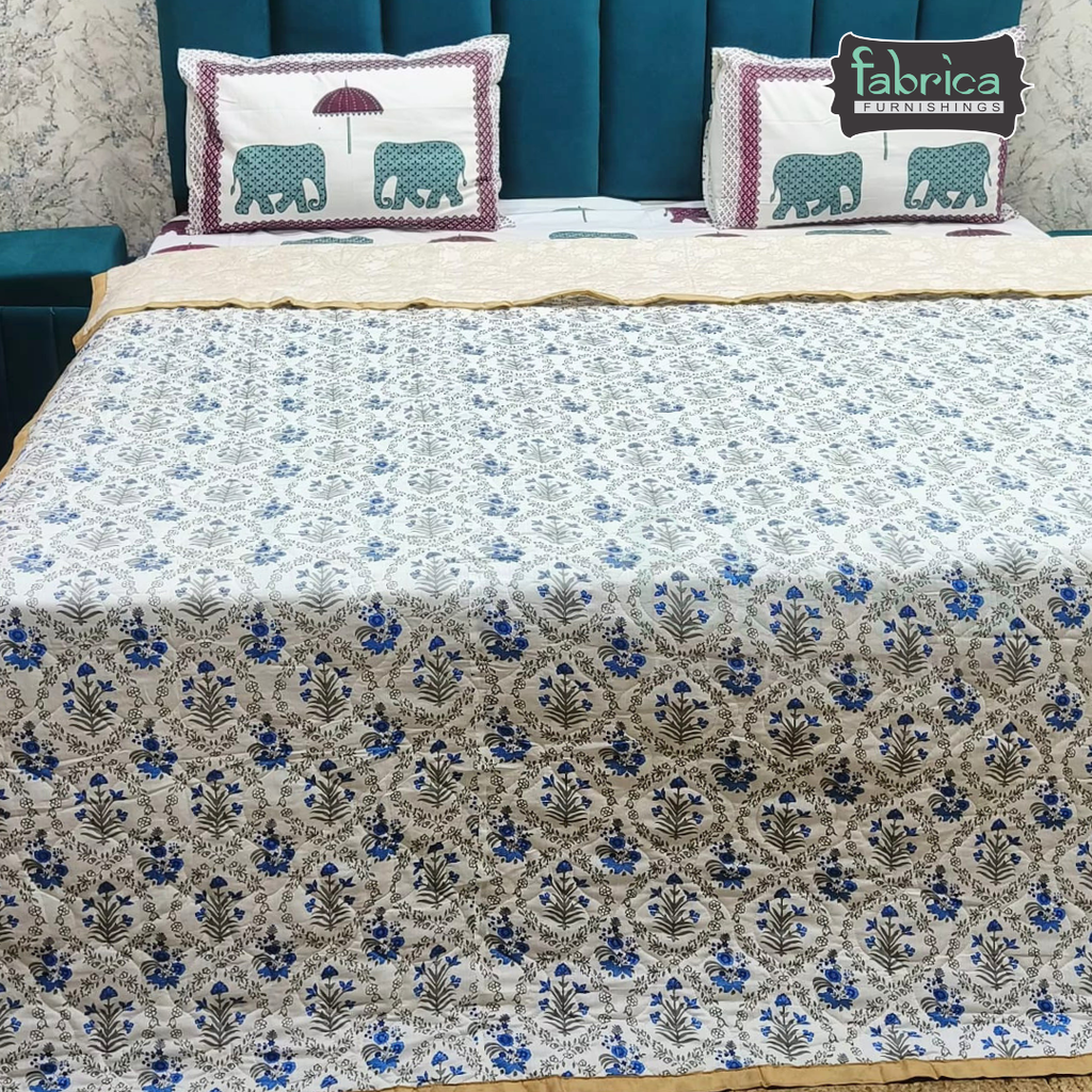 MoonMist Printed Double Bed Quilted Reversible Comforter