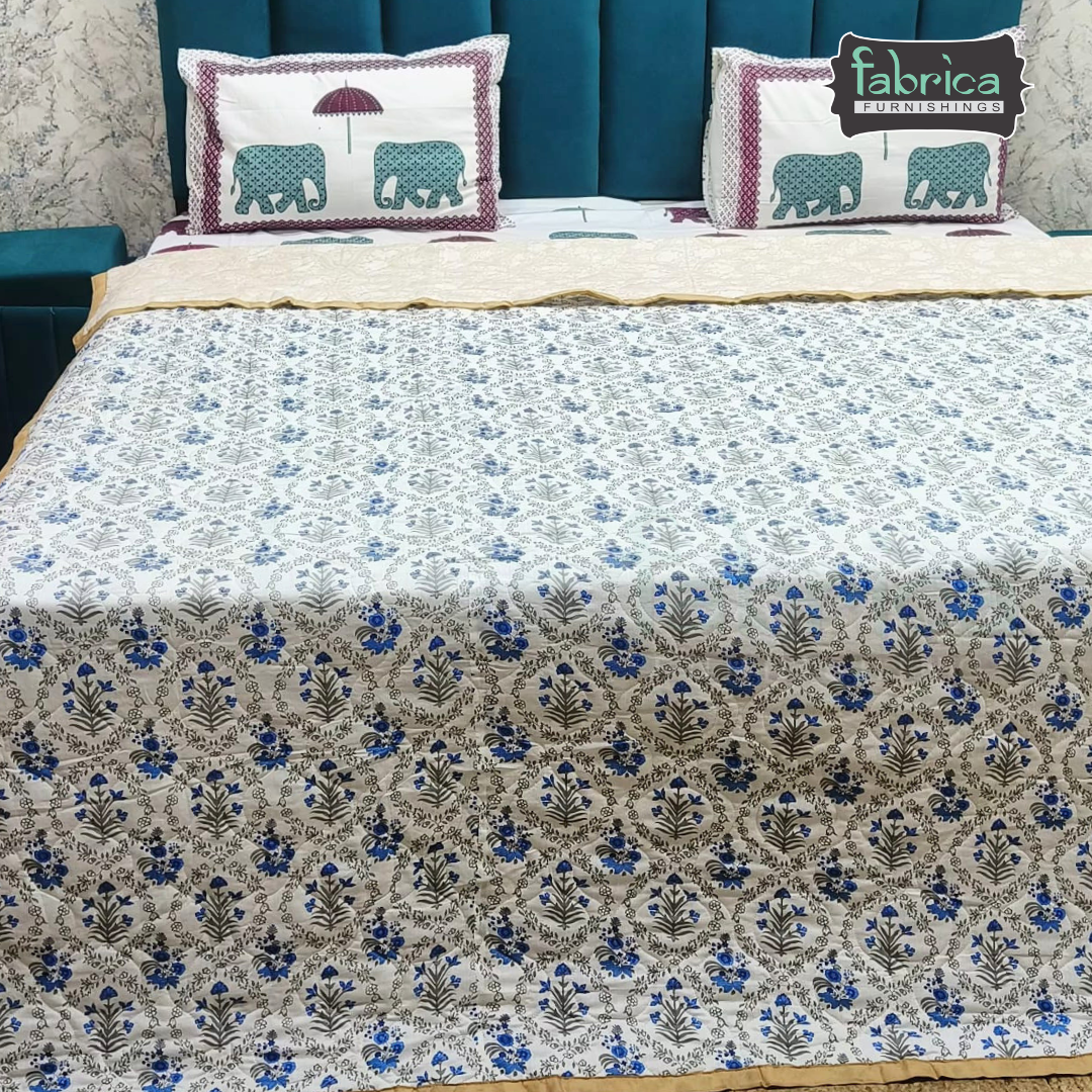 MoonMist Printed Double Bed Quilted Reversible Comforter