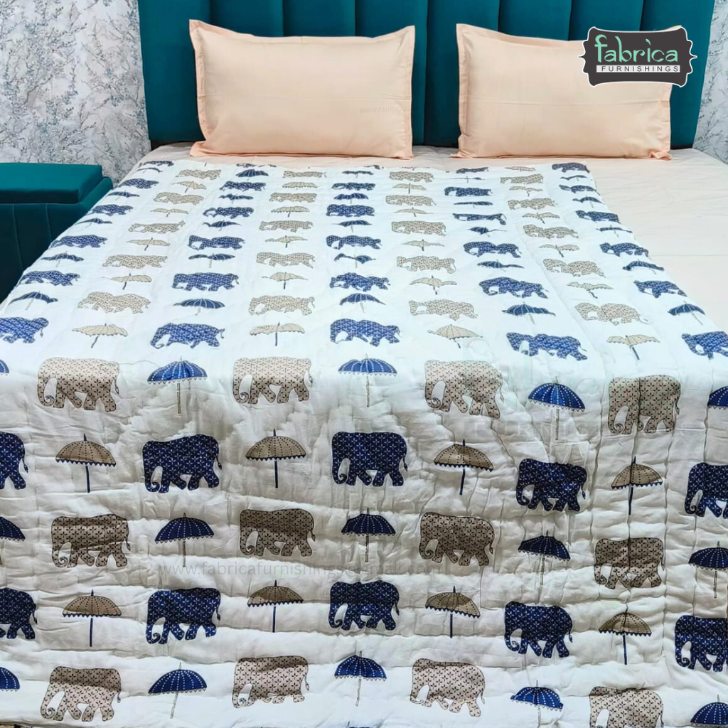 Mughal Nazakat Handblock Printed Single Bed Pure Cotton Ac Quilt