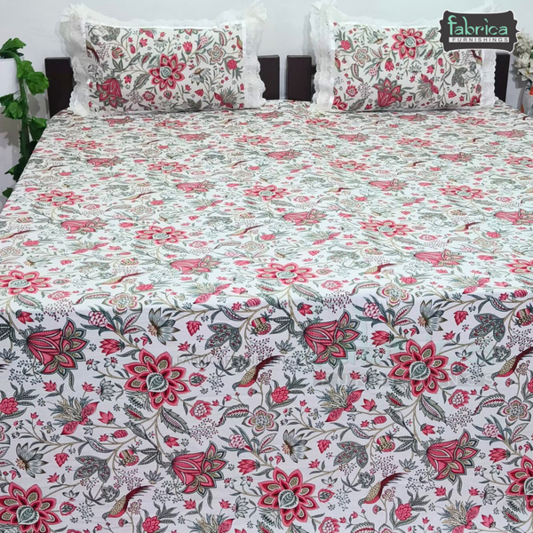 Traditional Anokhi Prints Pure Cotton King Size Lacework  Bedsheet