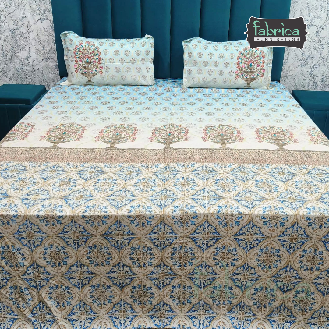 Digital Raga Printed King Size (400 Tc) Pure Cotton Bedsheet