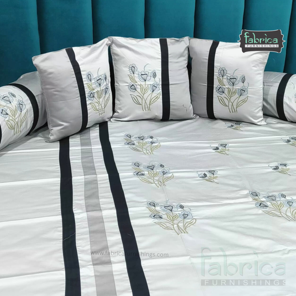 Decor Classic Designer Pure Cotton 8 Pcs Embroidered Diwan Set