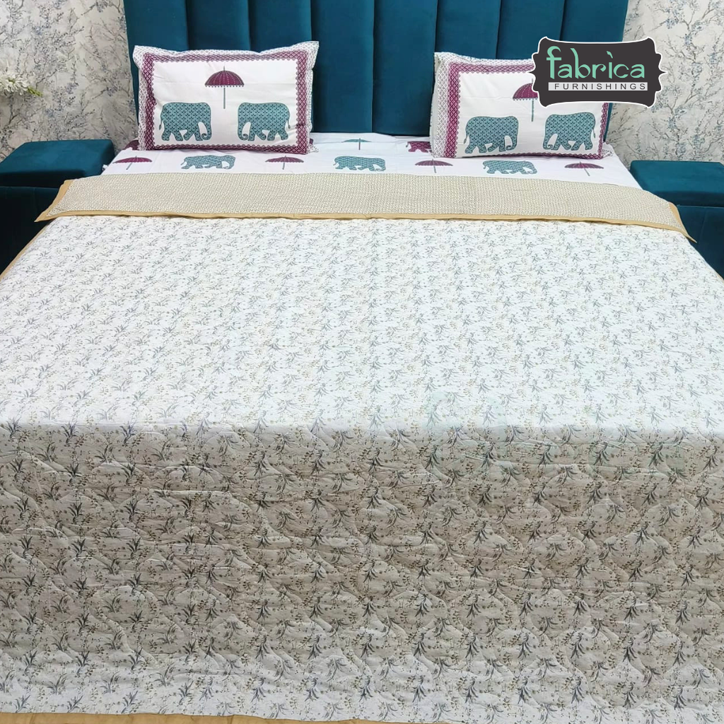 MoonMist Printed Double Bed Quilted Reversible Comforter