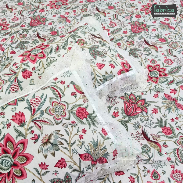 Traditional Anokhi Prints Pure Cotton King Size Lacework  Bedsheet