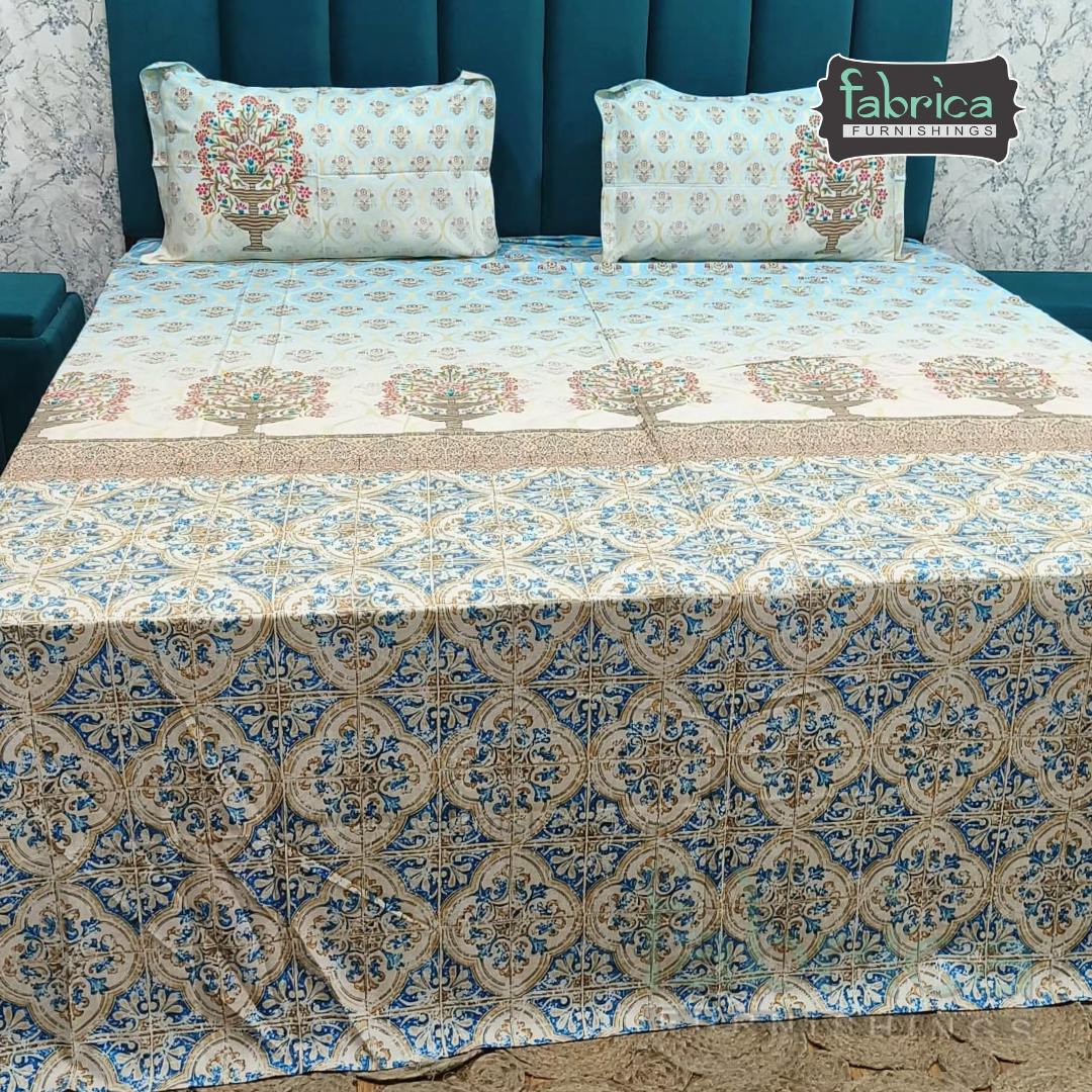 Digital Raga Printed King Size (400 Tc) Pure Cotton Bedsheet