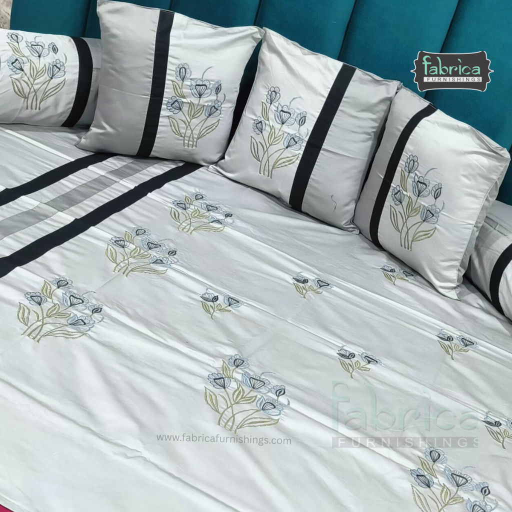 Decor Classic Designer Pure Cotton 8 Pcs Embroidered Diwan Set