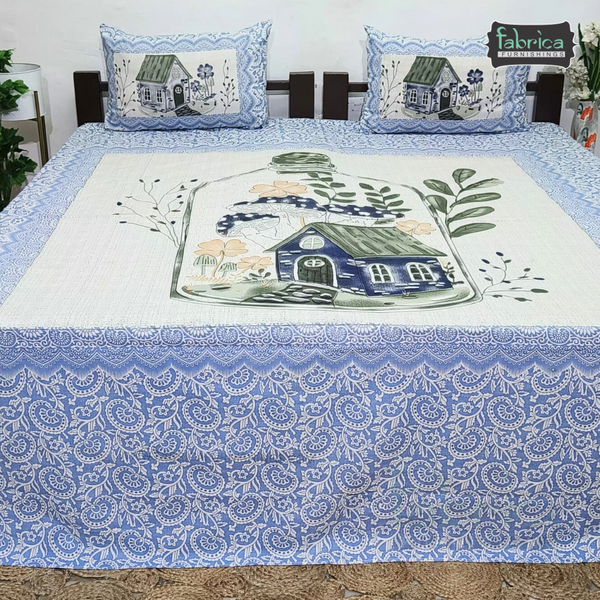 Royal Rajasthani Handblock Print Pure Cotton Double Bed Bed Sheets (90*108 Inch)