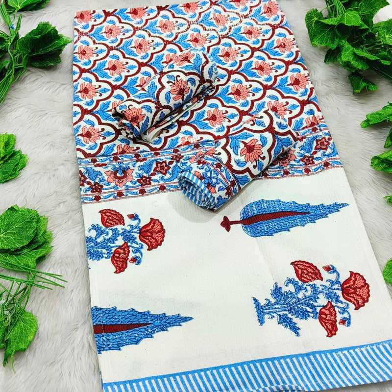 Waffle Handblock Printed Pure Cotton Bath & Hand Towels
