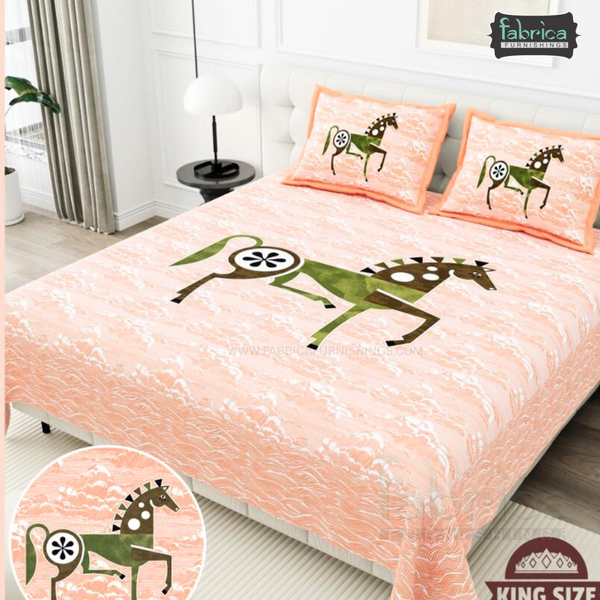 Gulmohar Printed Premium Pure Cotton King size Bed Sheets