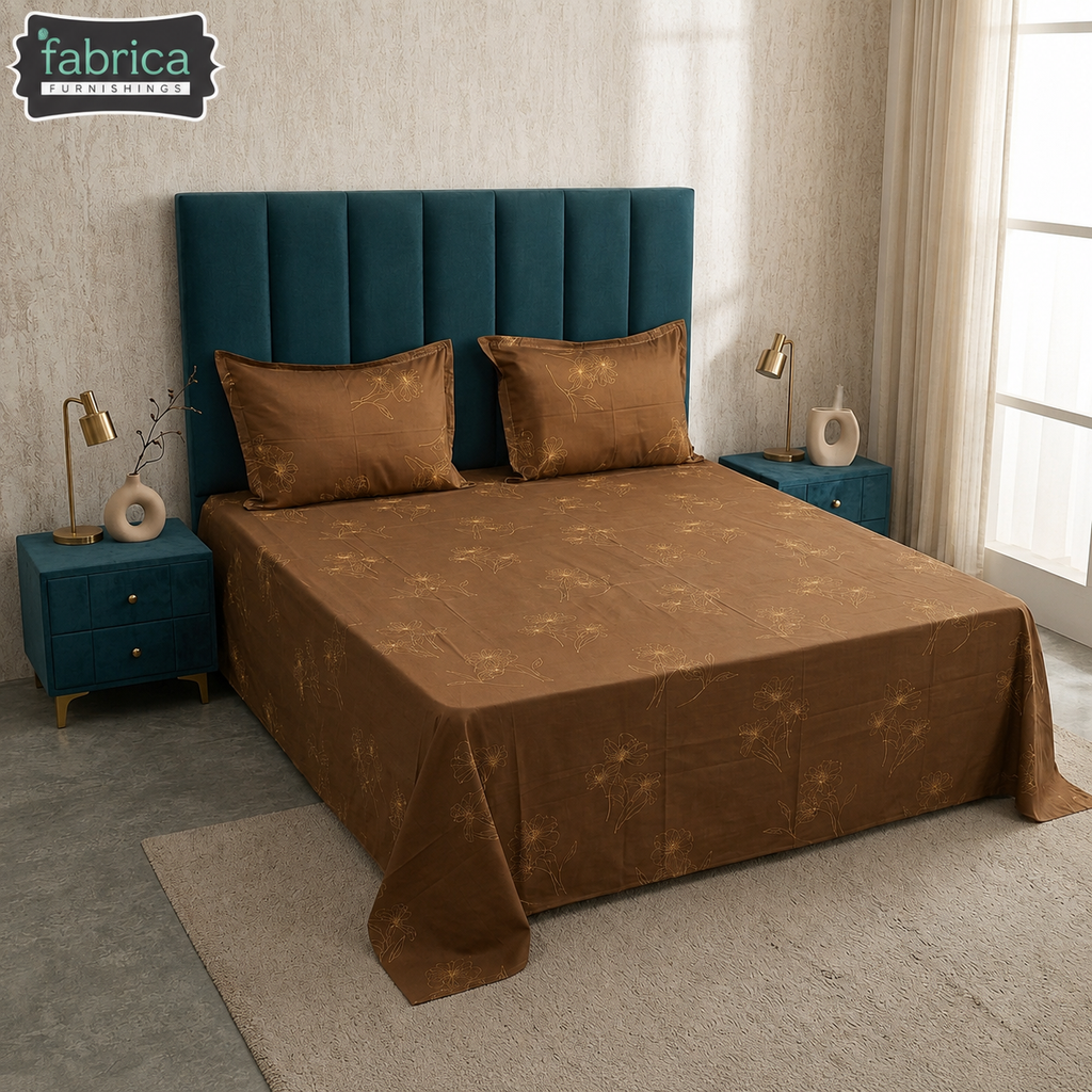 Abstract Dark Base Printed Premium Pure Cotton King Size Bedsheet
