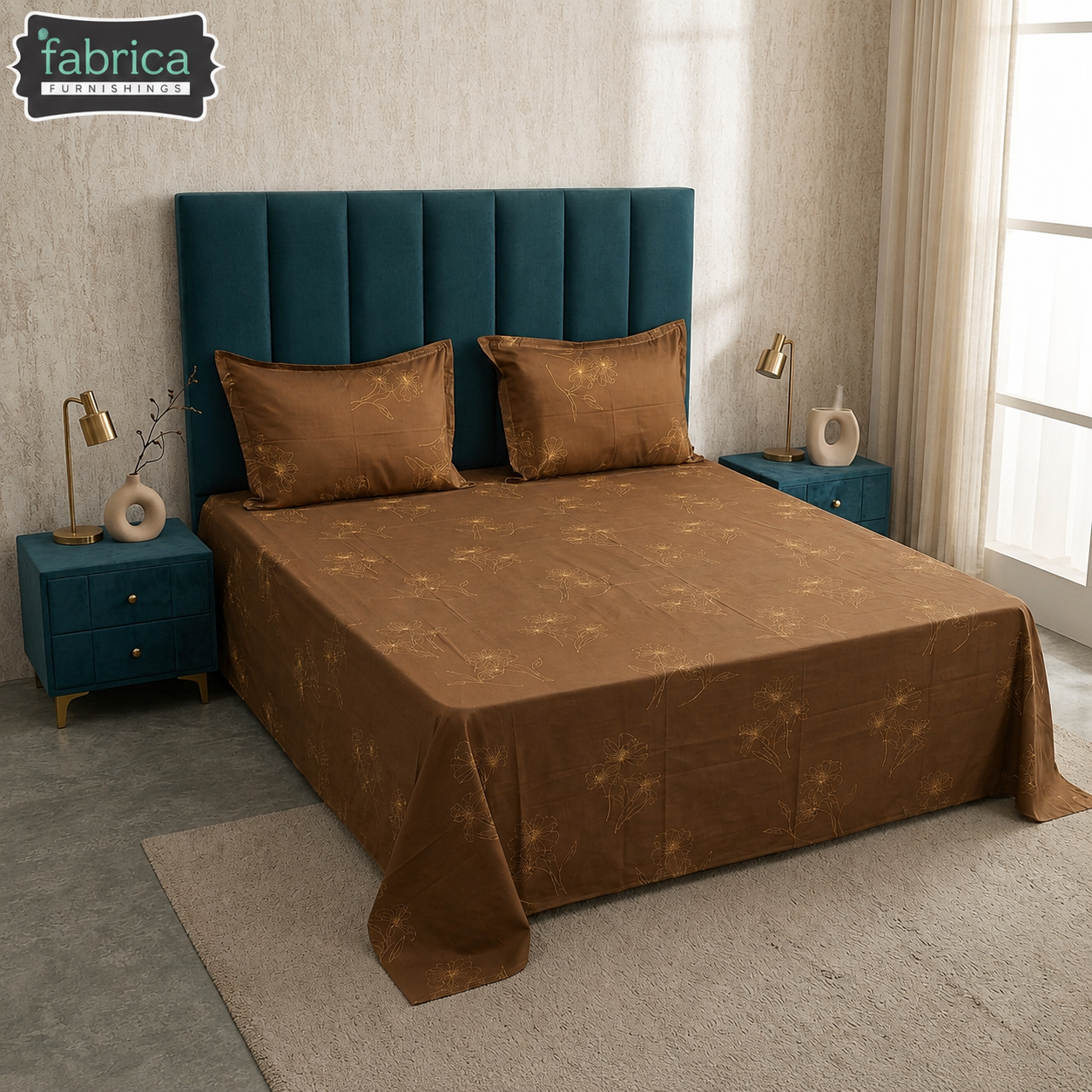 Abstract Dark Base Printed Premium Pure Cotton King Size Bedsheet