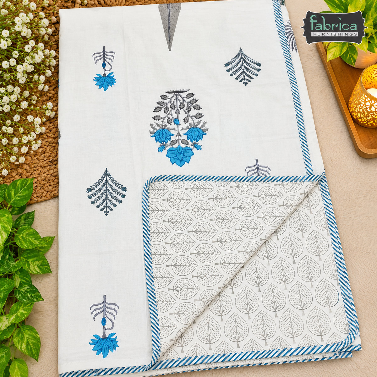 Zaroka Mul Cotton Handblock Print Double Bed Dohar ( Tehar )