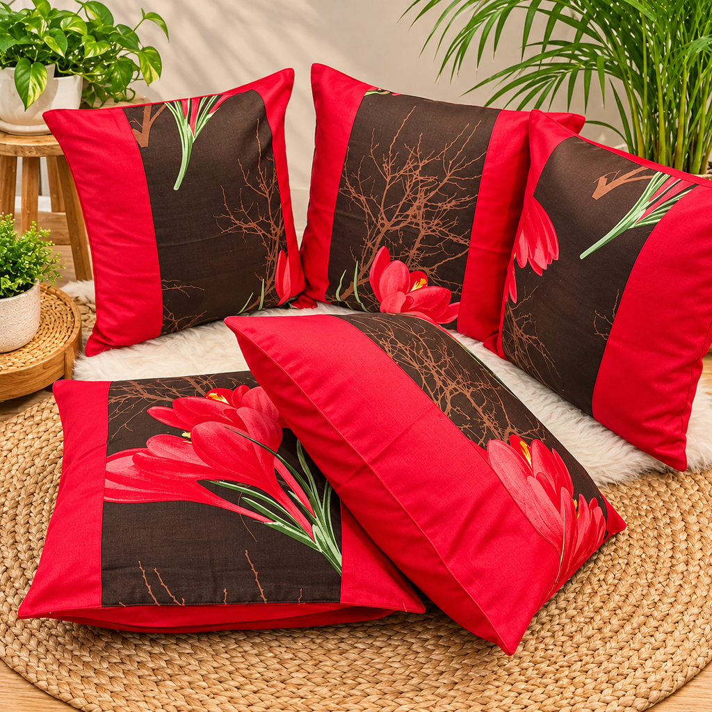 Mix & Match Pure Cotton Cushion Covers (Set of 5 Pcs )