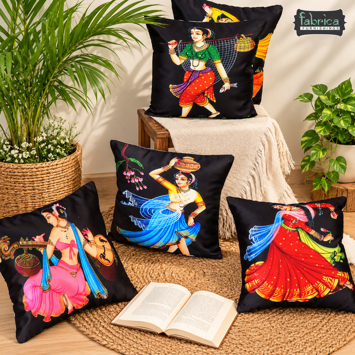 Anita's Royal Digital  Cushion Covers (SET OF 5).
