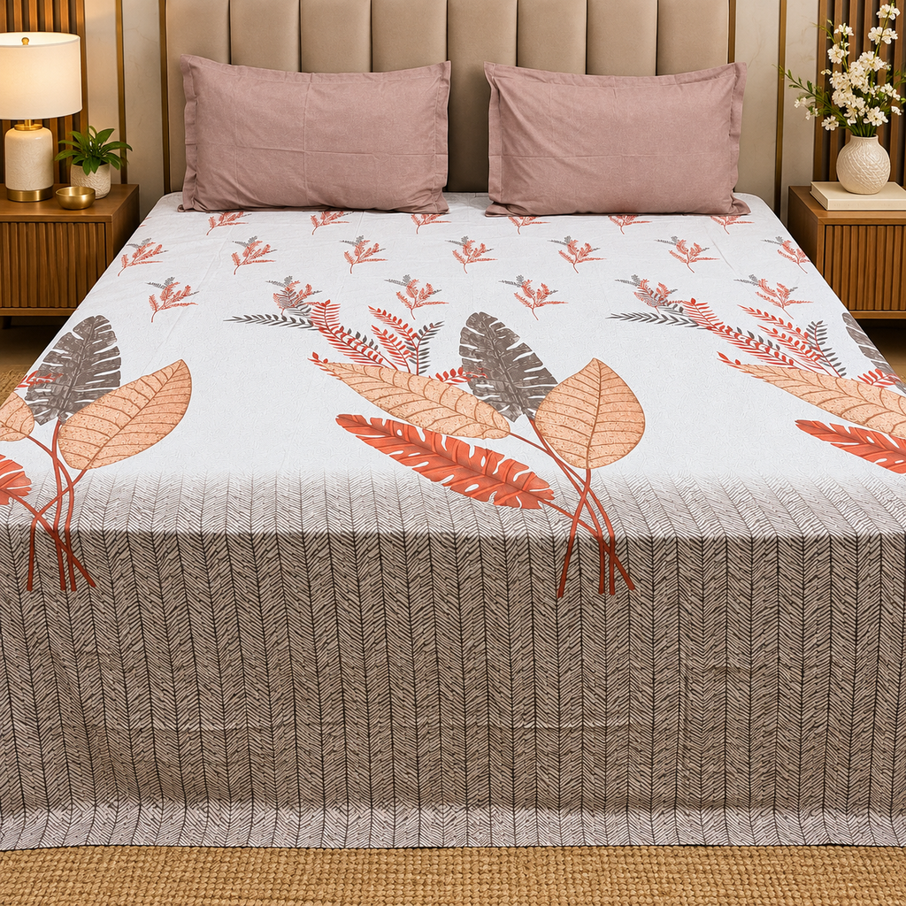 Fabby Home Printed Pure Cotton King Size Bedsheet