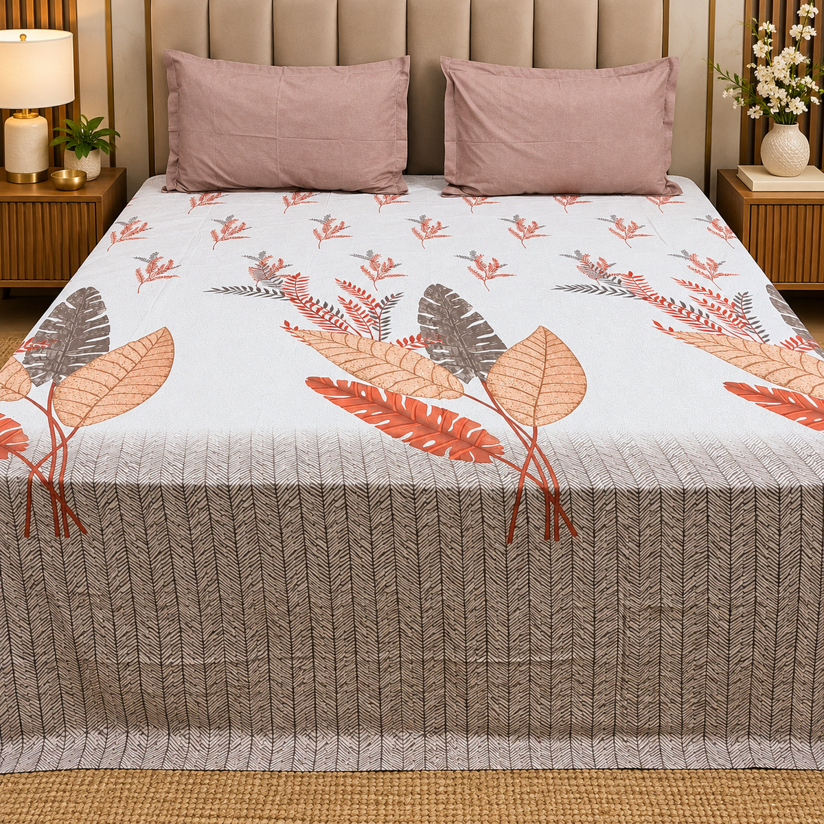 Fabby Home Printed Pure Cotton King Size Bedsheet