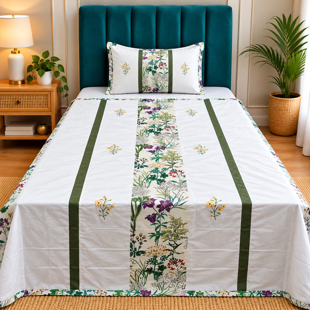 Heritage Weave Premium Single Bed Pure Cotton Embroidered AC Duvet Cover