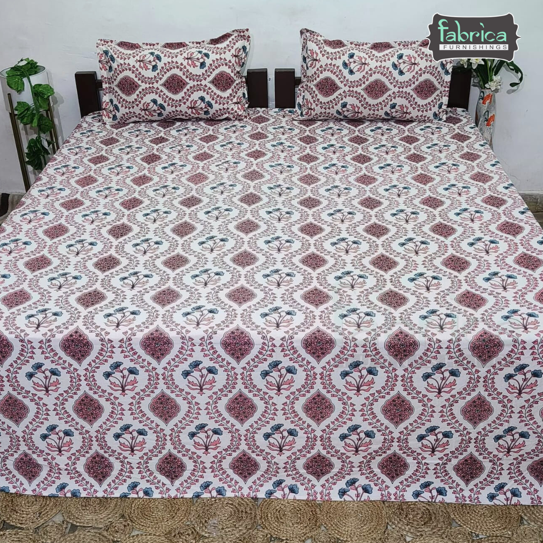 Sadabahar Anokhi Printed Pure Cotton  King Size Bedsheet Set