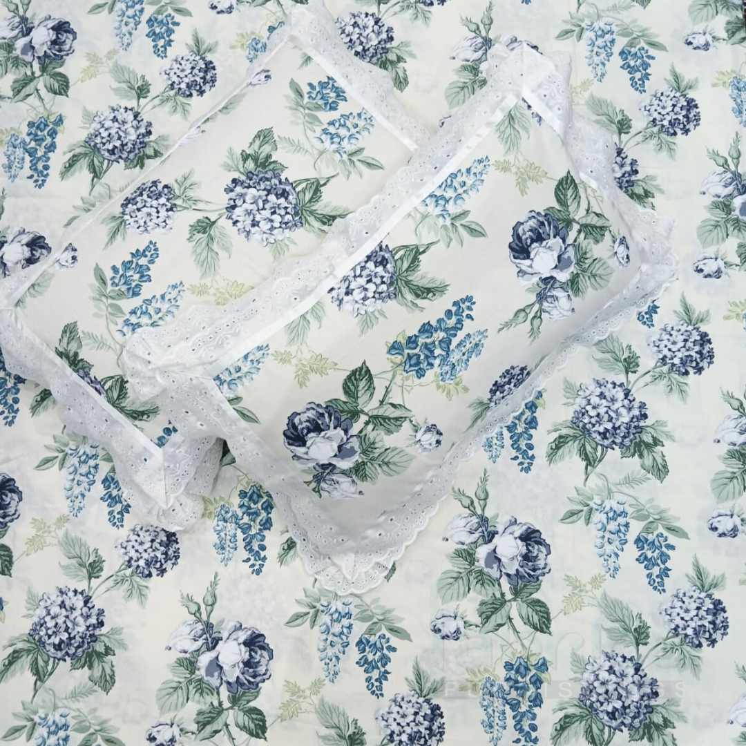 Traditional Anokhi Prints Pure Cotton King Size Lacework  Bedsheet