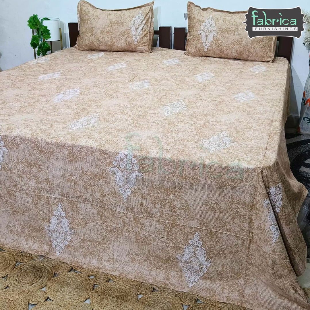 Texture Super King Size Pure Cotton Printed Bedsheet Set