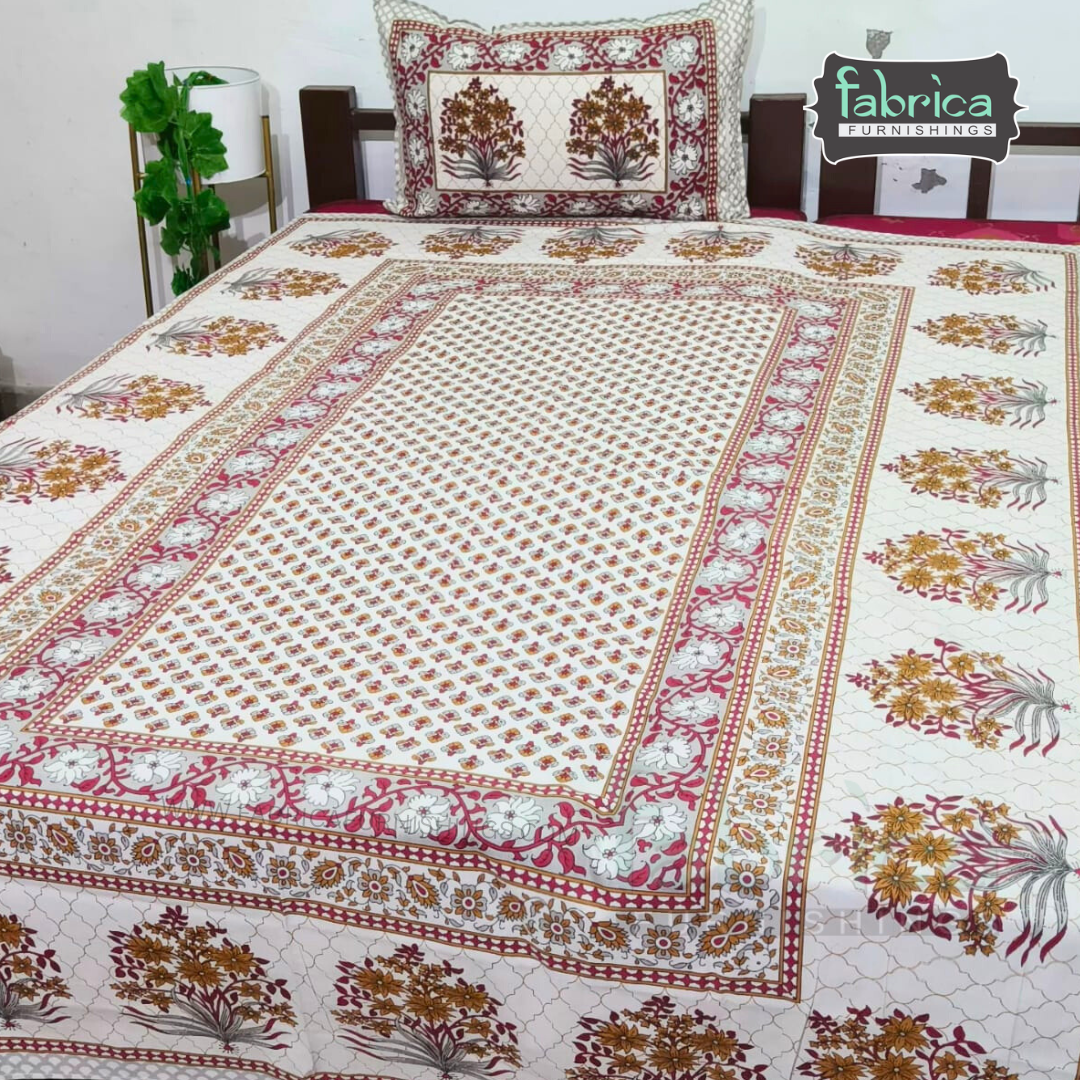 Rangbirangi  Printed Single Bed Pure Cotton Bedsheet Set