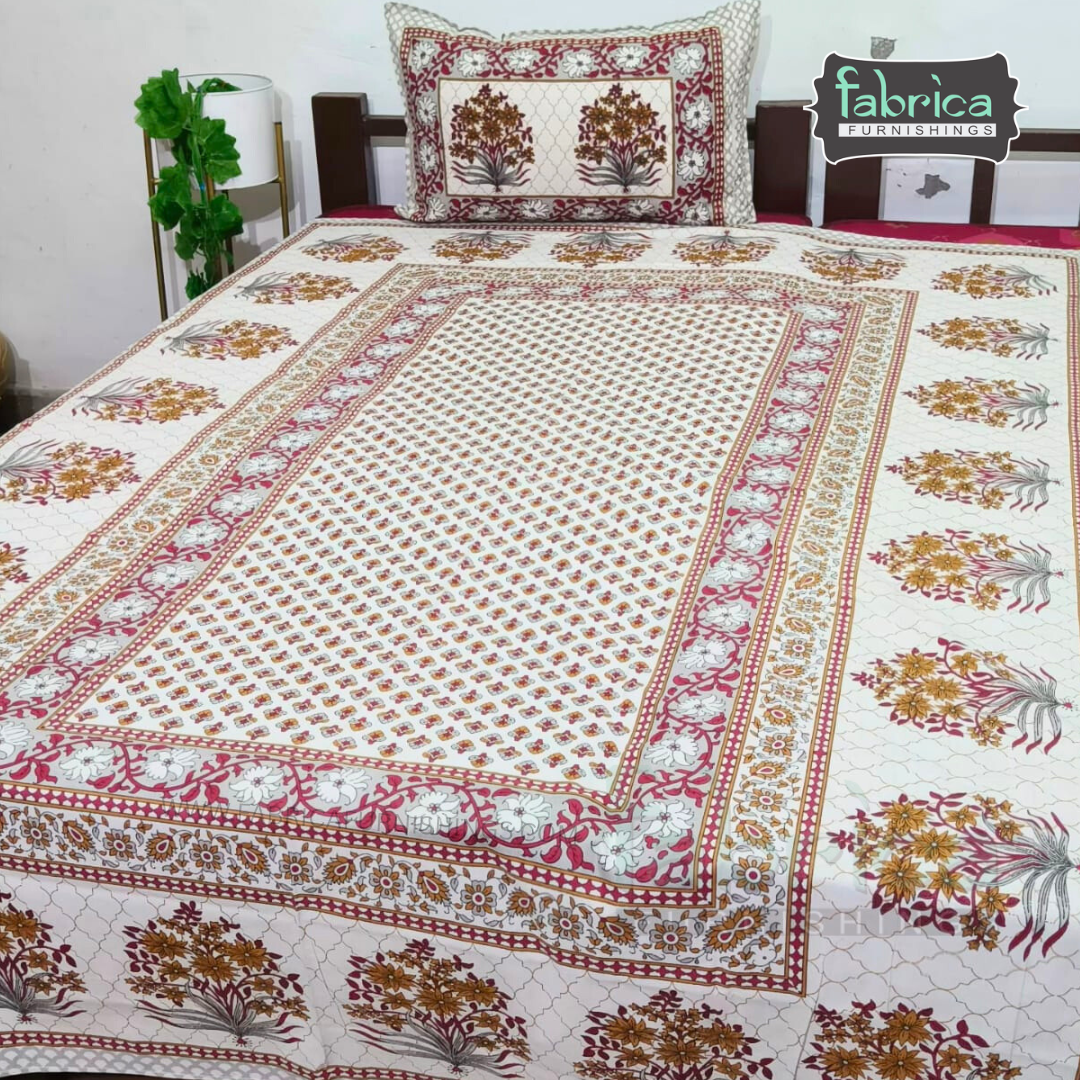 Rangbirangi  Printed Single Bed Pure Cotton Bedsheet Set