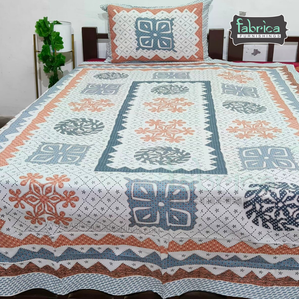 Rangbirangi  Printed Single Bed Pure Cotton Bedsheet Set